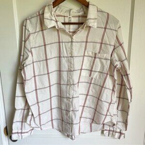 Nordstrom BP. Plaid Button-Up Shirt- Ivory Windowpane Weave